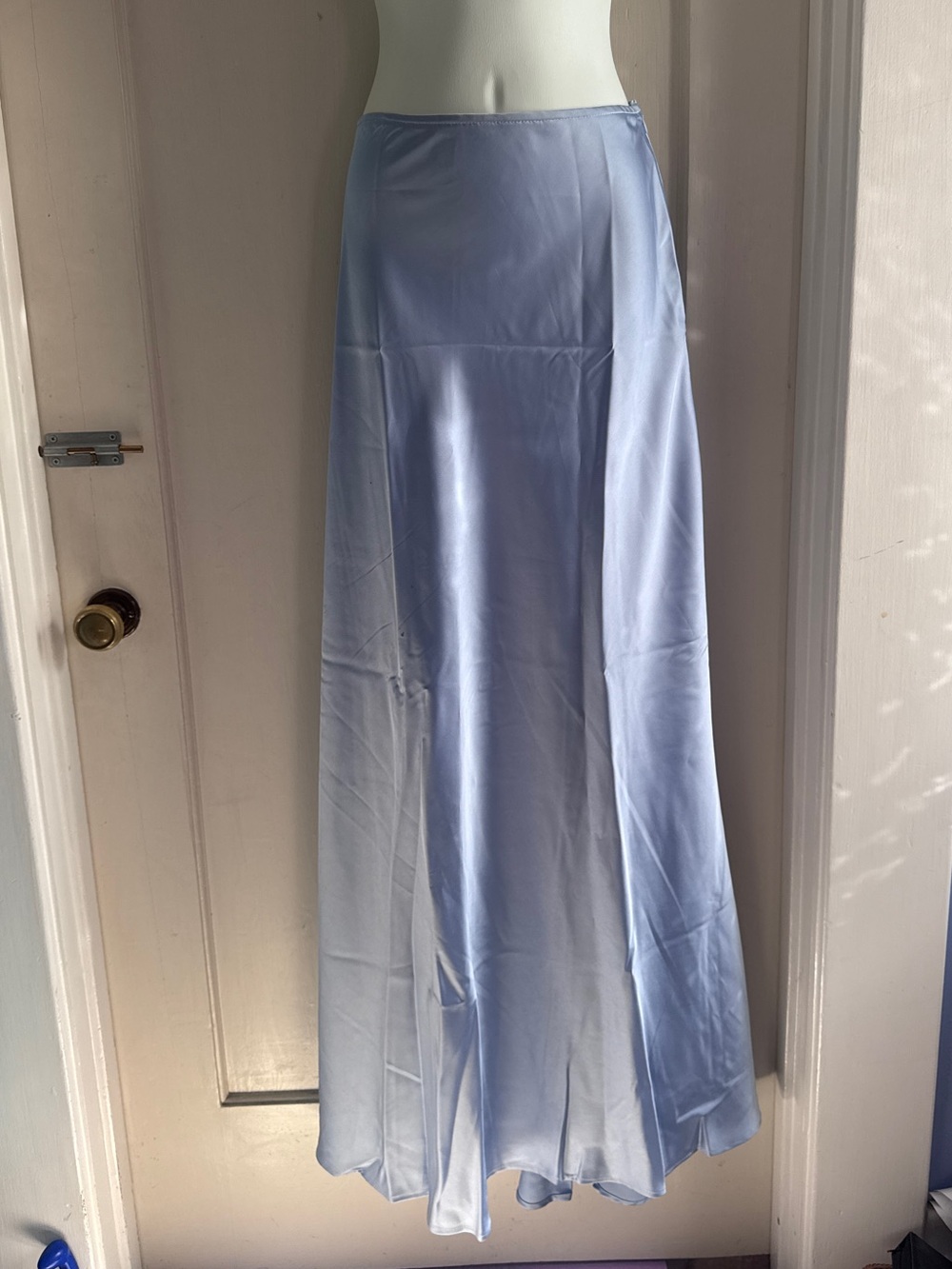 Light Blue Satin Maxi Skirt - Women